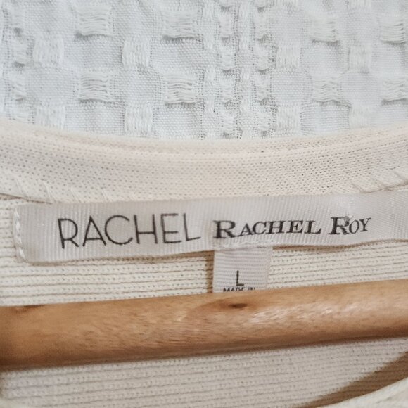 Rachel Roy Women's Triangles & Rectangles Crop Top Blouse Off-White Size Large - Picture 10 of 14